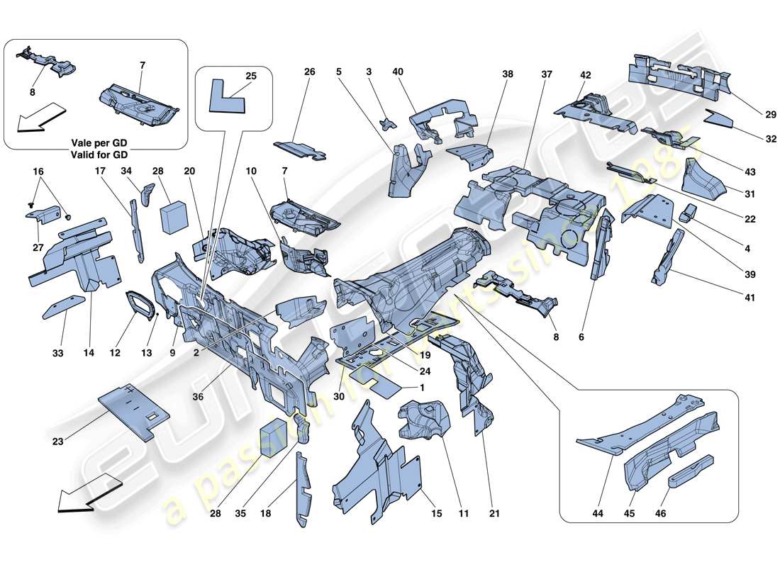 ferrari f12 berlinetta (rhd) insulation parts diagram