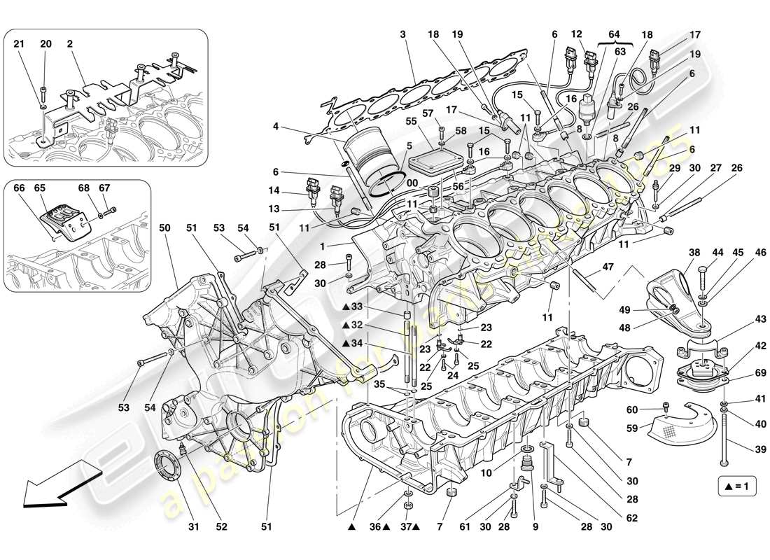 ferrari 599 gtb fiorano (usa) crankcase part diagram