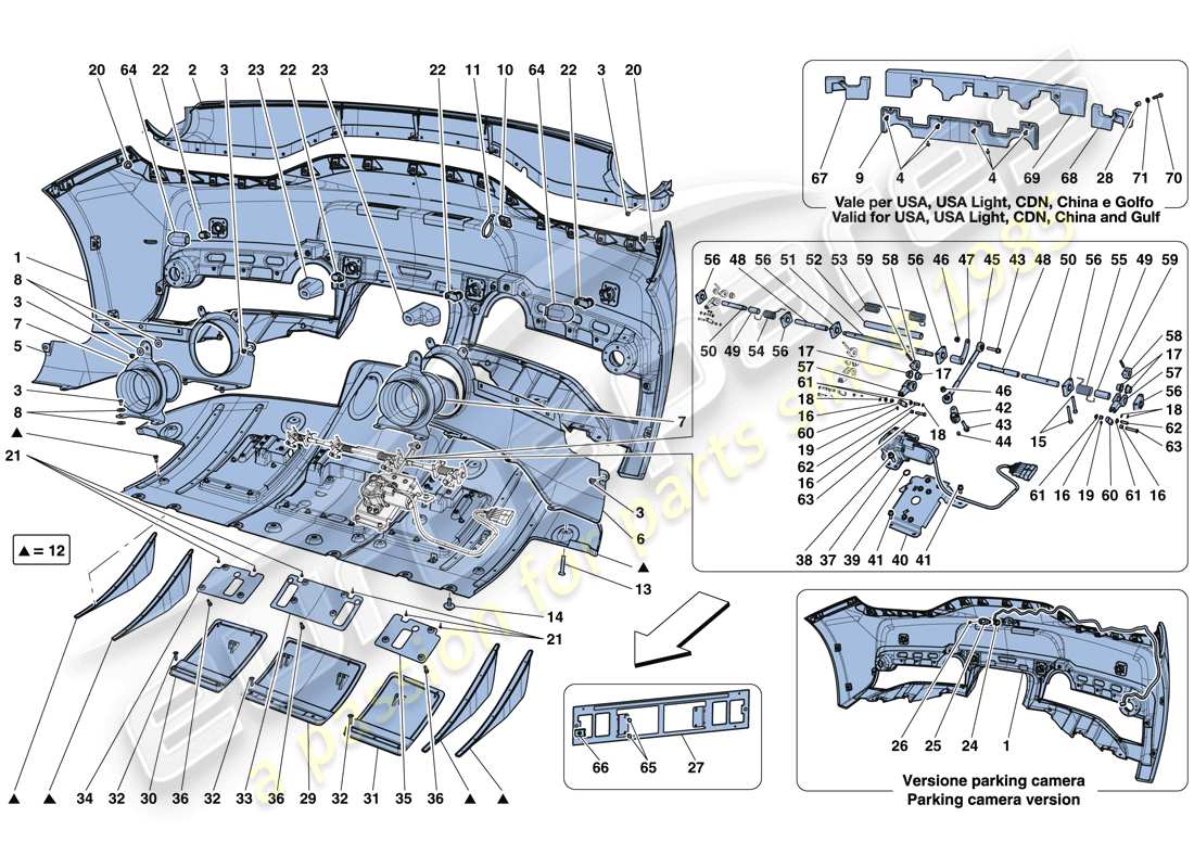 ferrari 458 speciale aperta (europe) rear bumper part diagram