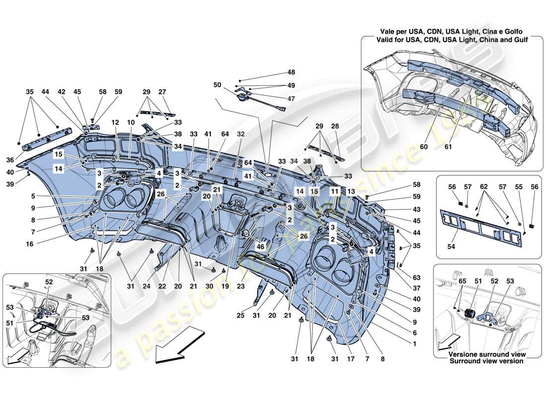 ferrari gtc4 lusso t (europe) rear bumper part diagram