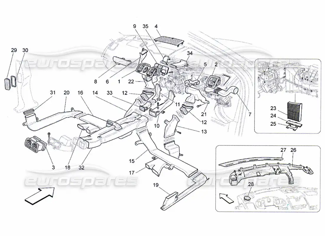 maserati qtp. (2010) 4.7 a c unit: diffusion parts diagram