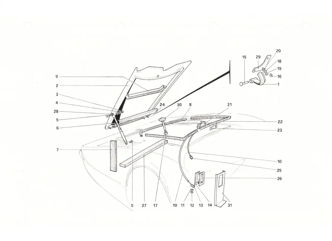 ferrari 208 gtb gts front compartment lid parts diagram