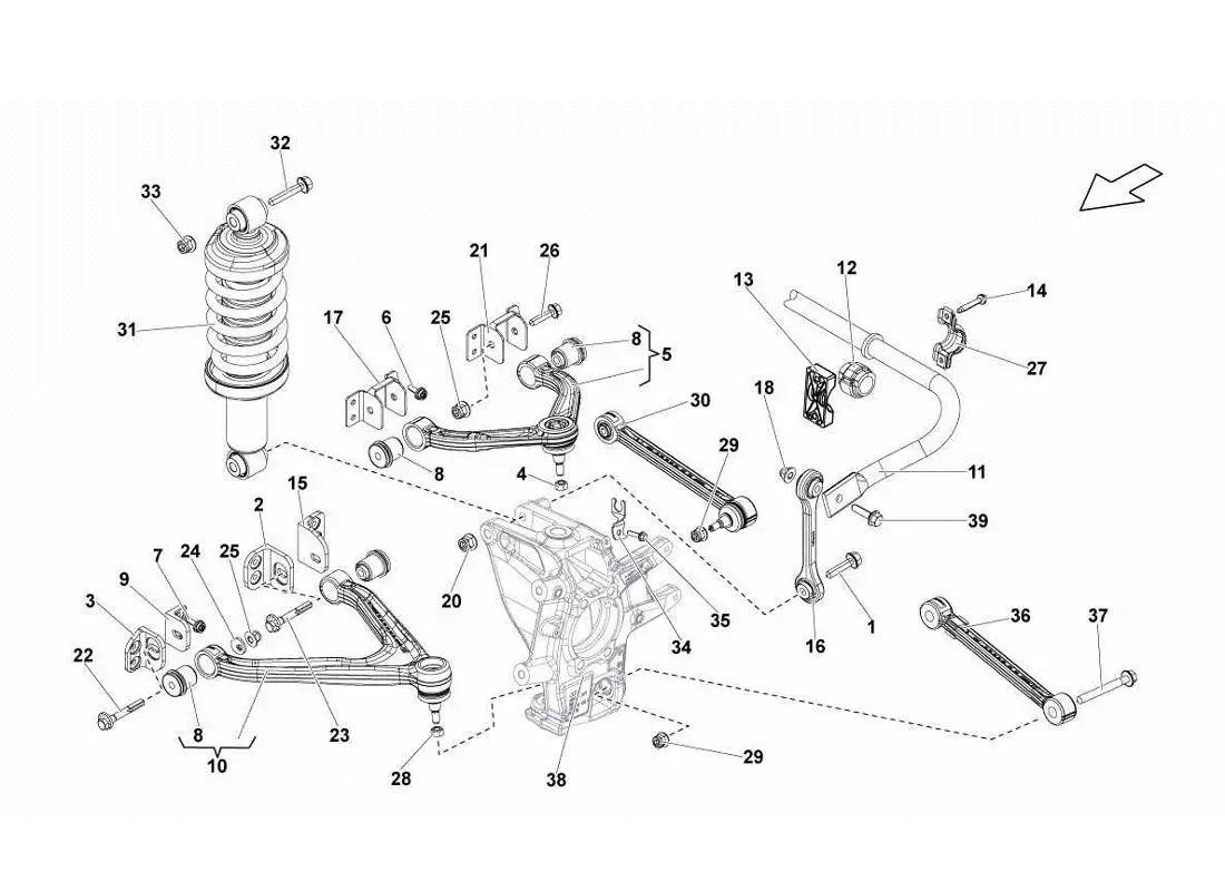 lamborghini gallardo lp560-4s update rear arms parts diagram