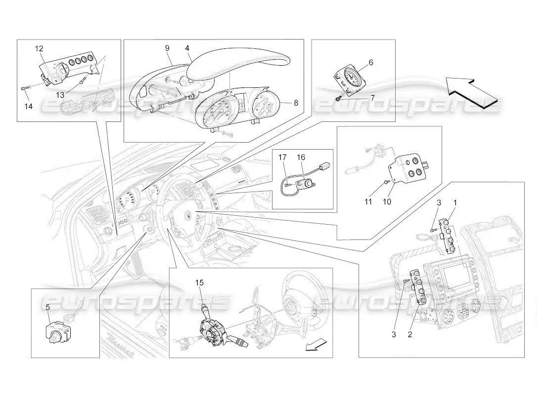 maserati qtp. (2011) 4.2 auto dashboard devices parts diagram