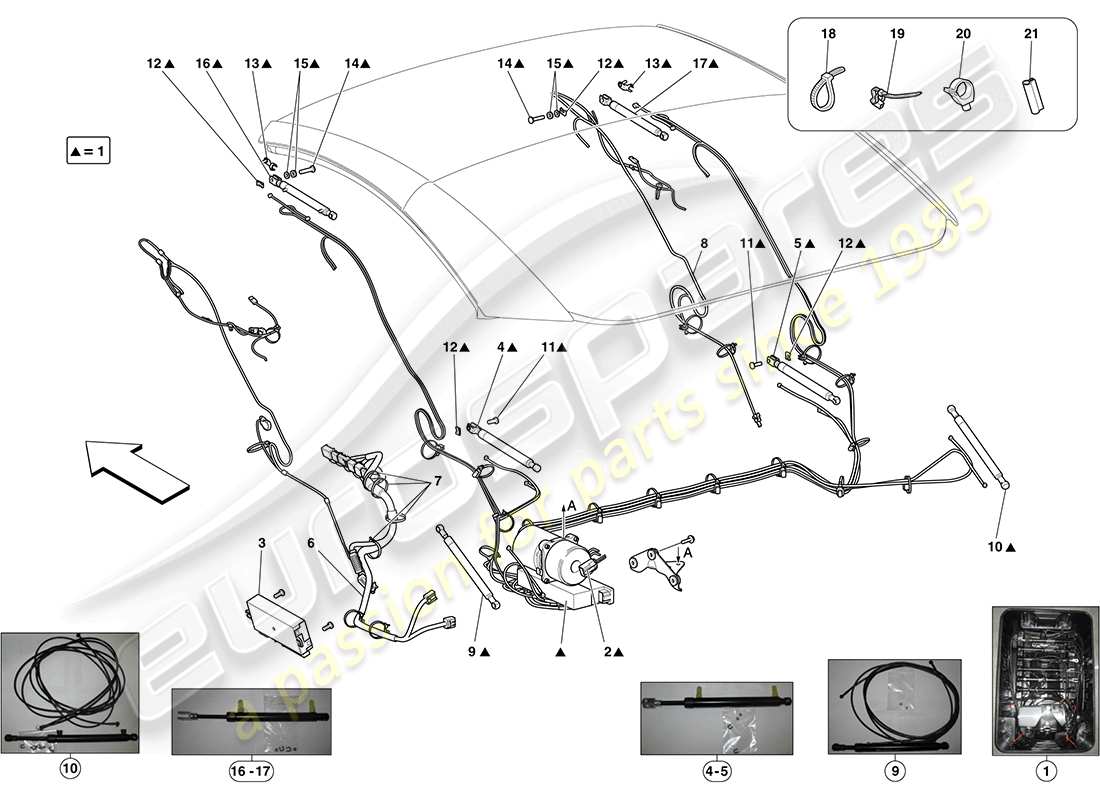 ferrari california (rhd) electric roof: hydraulics part diagram