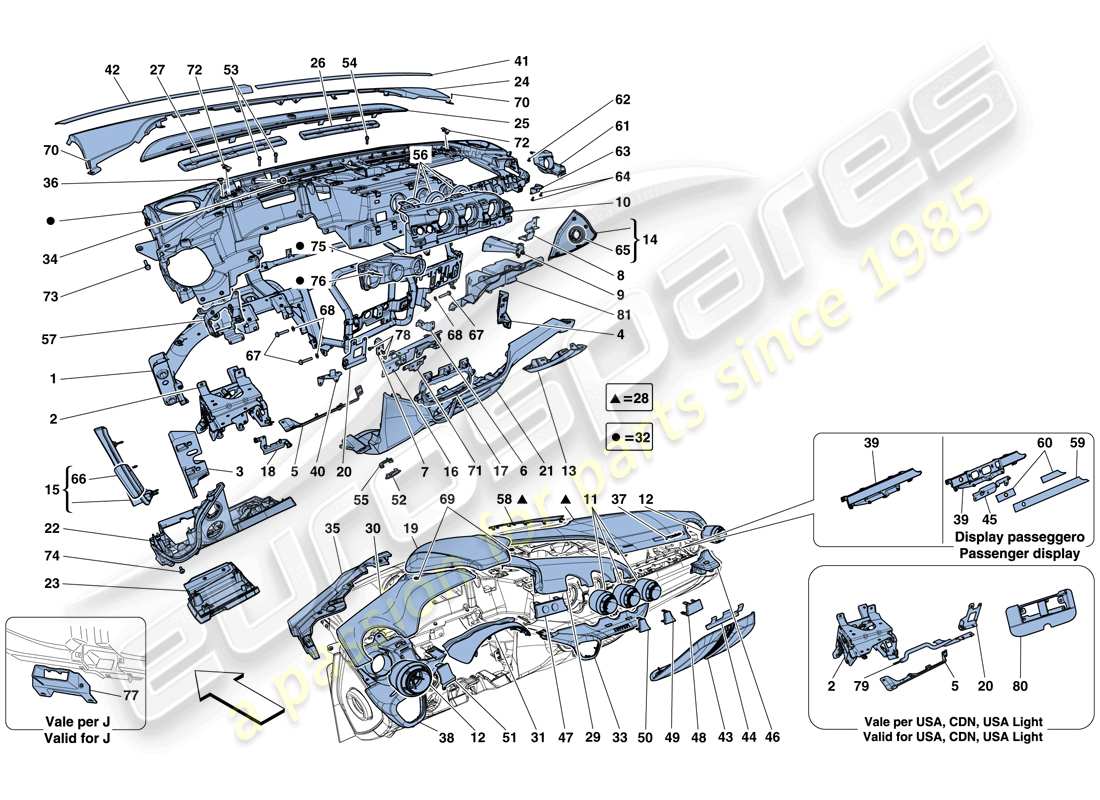 ferrari f12 tdf (europe) dashboard part diagram