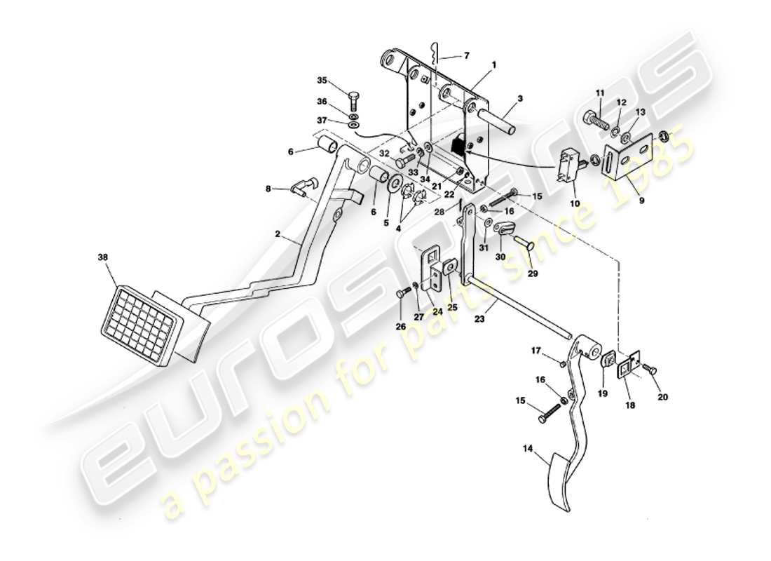 aston martin v8 volante (2000) pedal gear part diagram