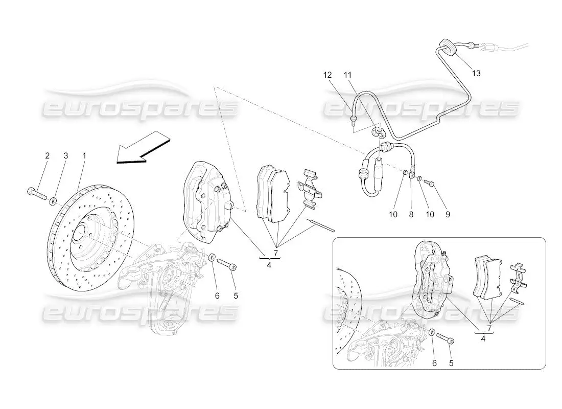 maserati qtp. (2011) 4.2 auto braking devices on front wheels parts diagram