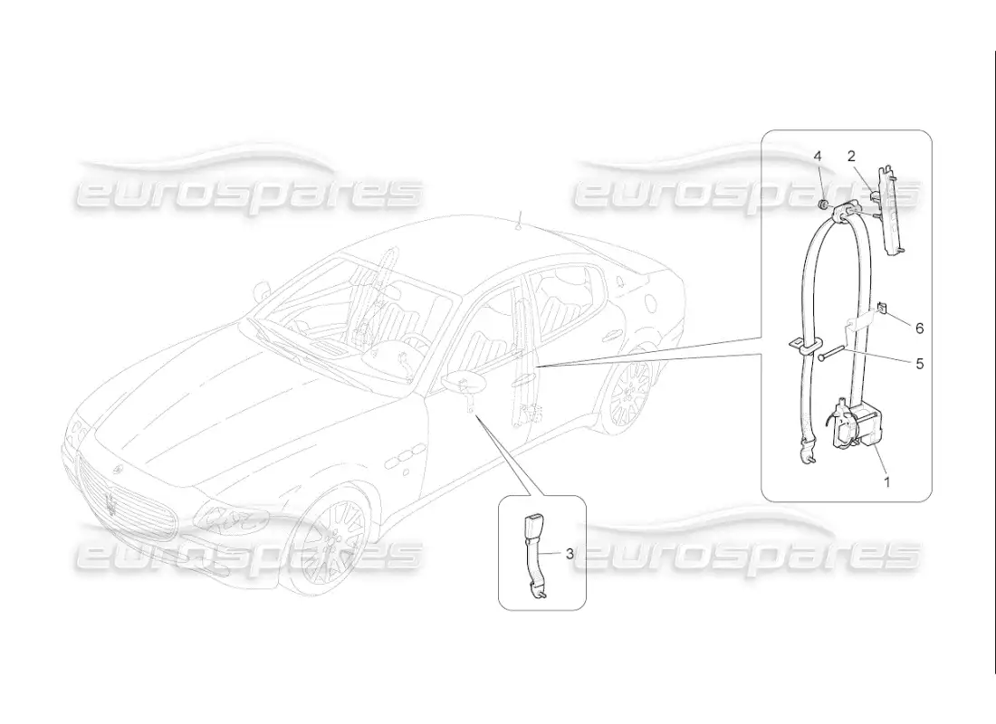 maserati qtp. (2007) 4.2 f1 front seatbelts parts diagram