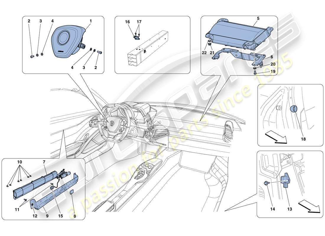 ferrari 458 spider (usa) airbags part diagram