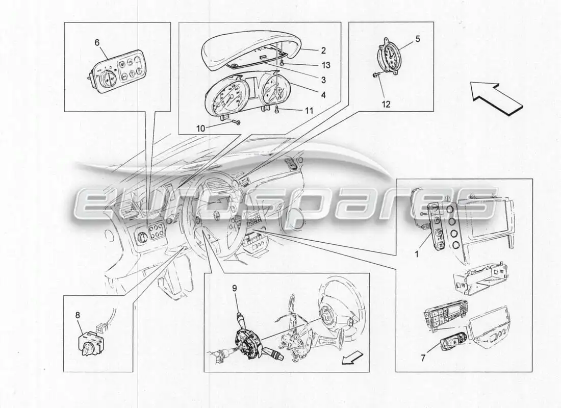 maserati grancabrio mc centenario dashboard equipment parts diagram