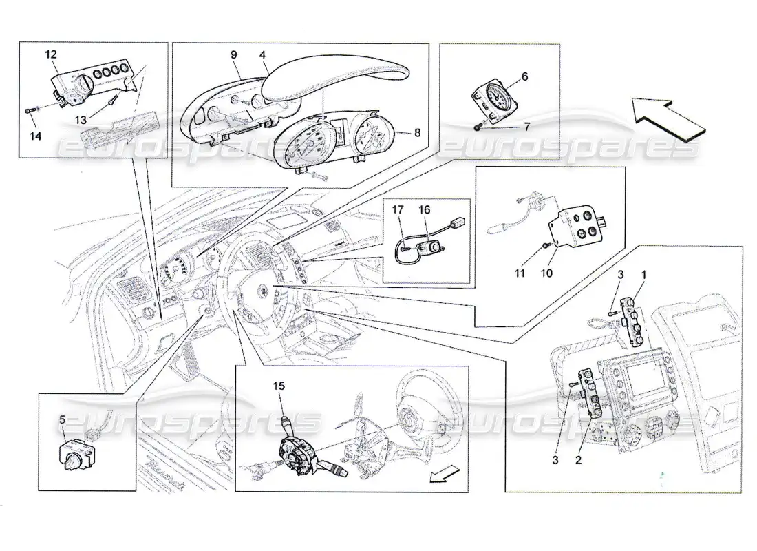 maserati qtp. (2010) 4.7 dashboard devices parts diagram