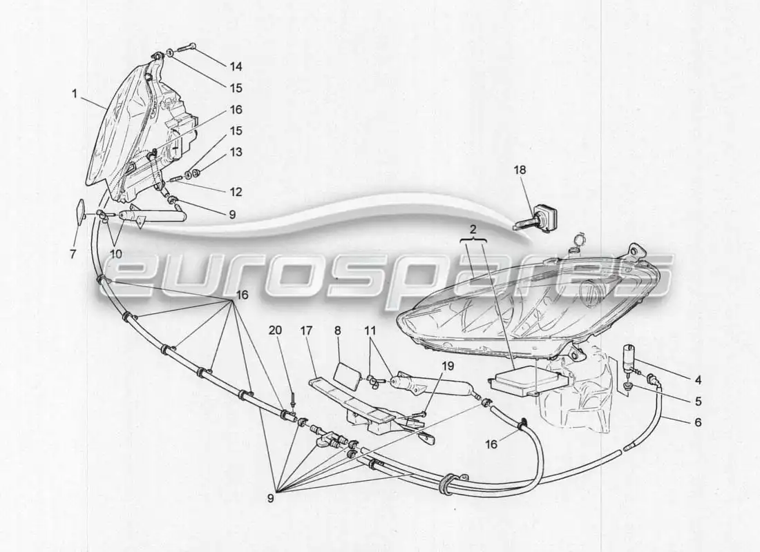 maserati grancabrio mc centenario headlight clusters parts diagram