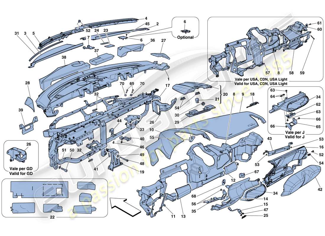 ferrari 458 speciale aperta (rhd) dashboard parts diagram