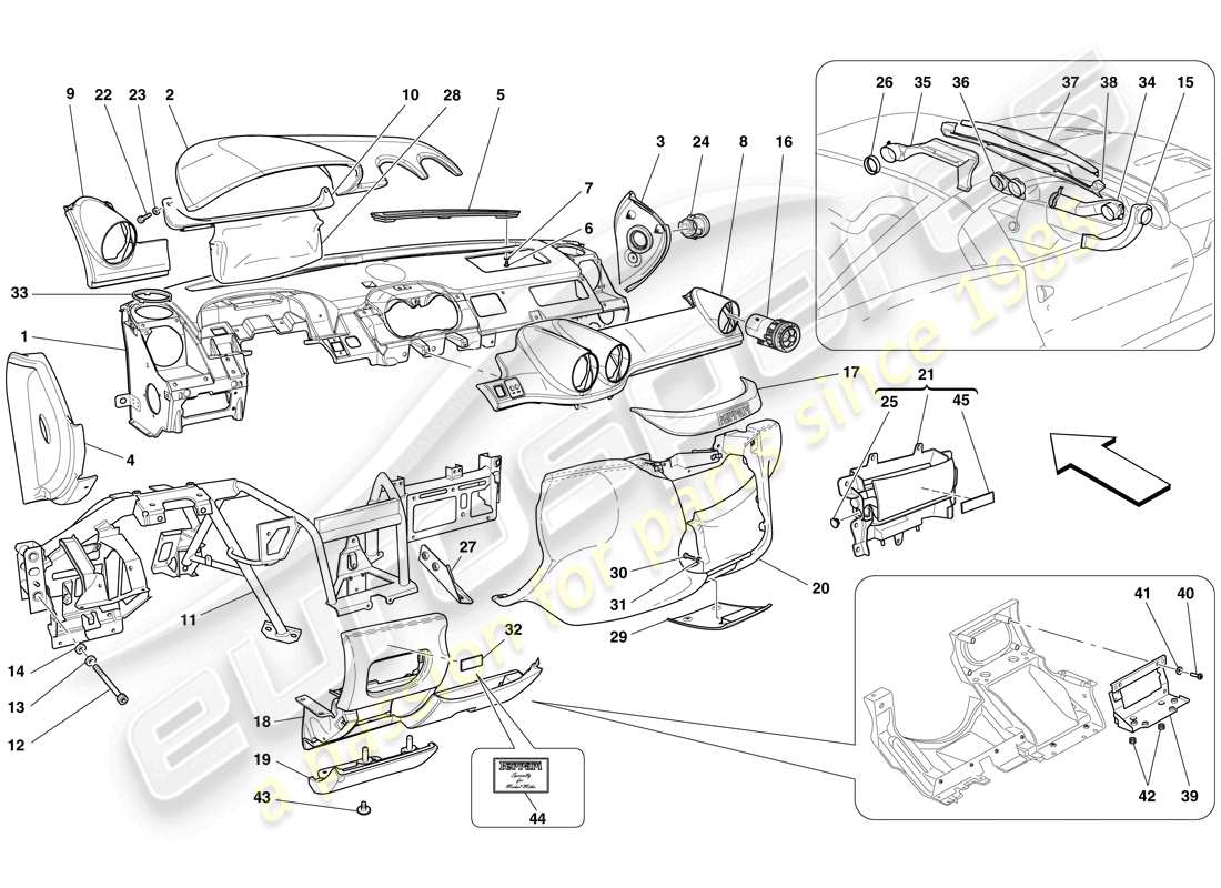 ferrari 599 sa aperta (europe) dashboard part diagram