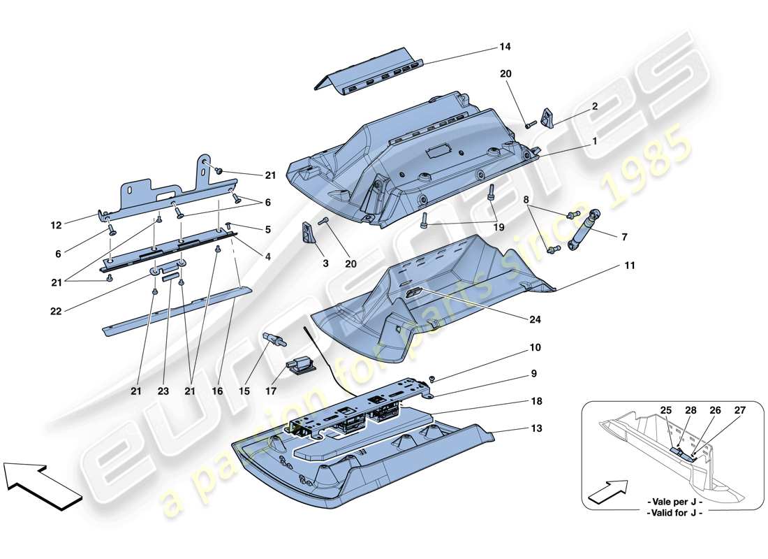 ferrari f12 berlinetta (europe) glove compartment parts diagram