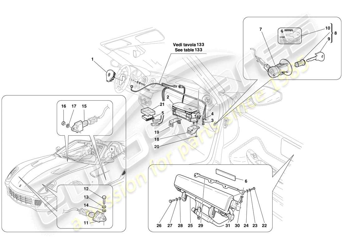 ferrari 599 sa aperta (europe) airbag part diagram