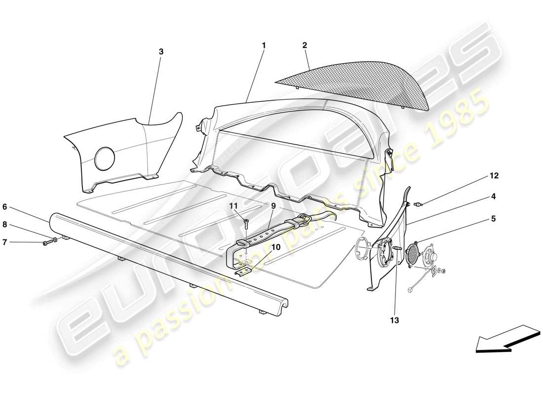 ferrari 599 gtb fiorano (usa) interior trim part diagram