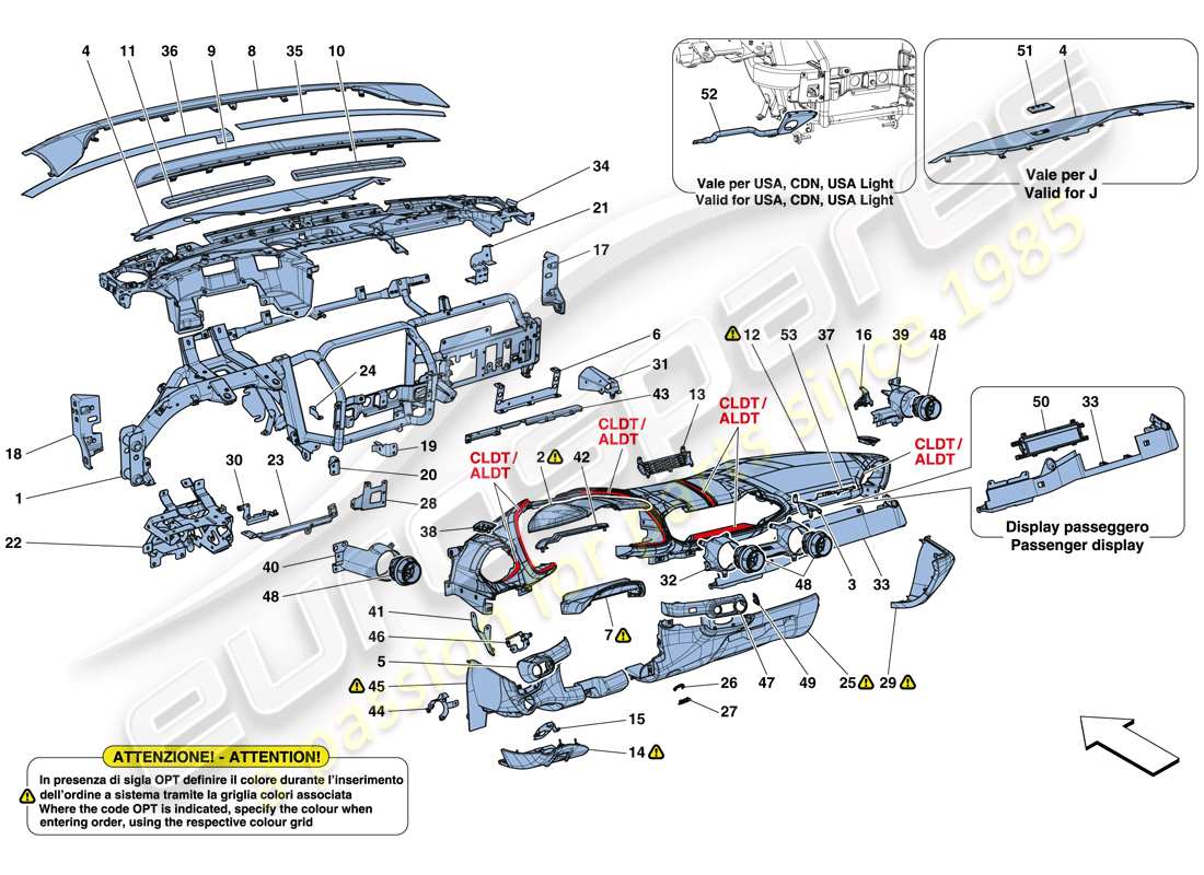 ferrari 812 superfast (usa) dashboard part diagram