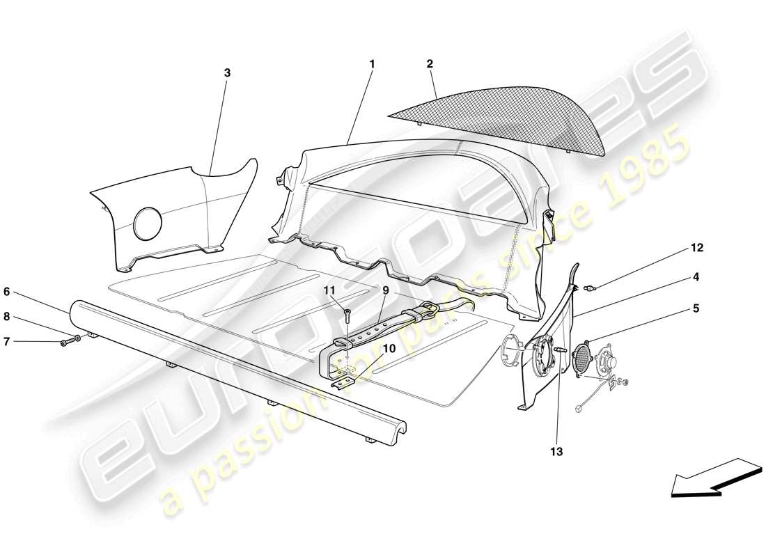 ferrari 599 gtb fiorano (europe) interior trim parts diagram