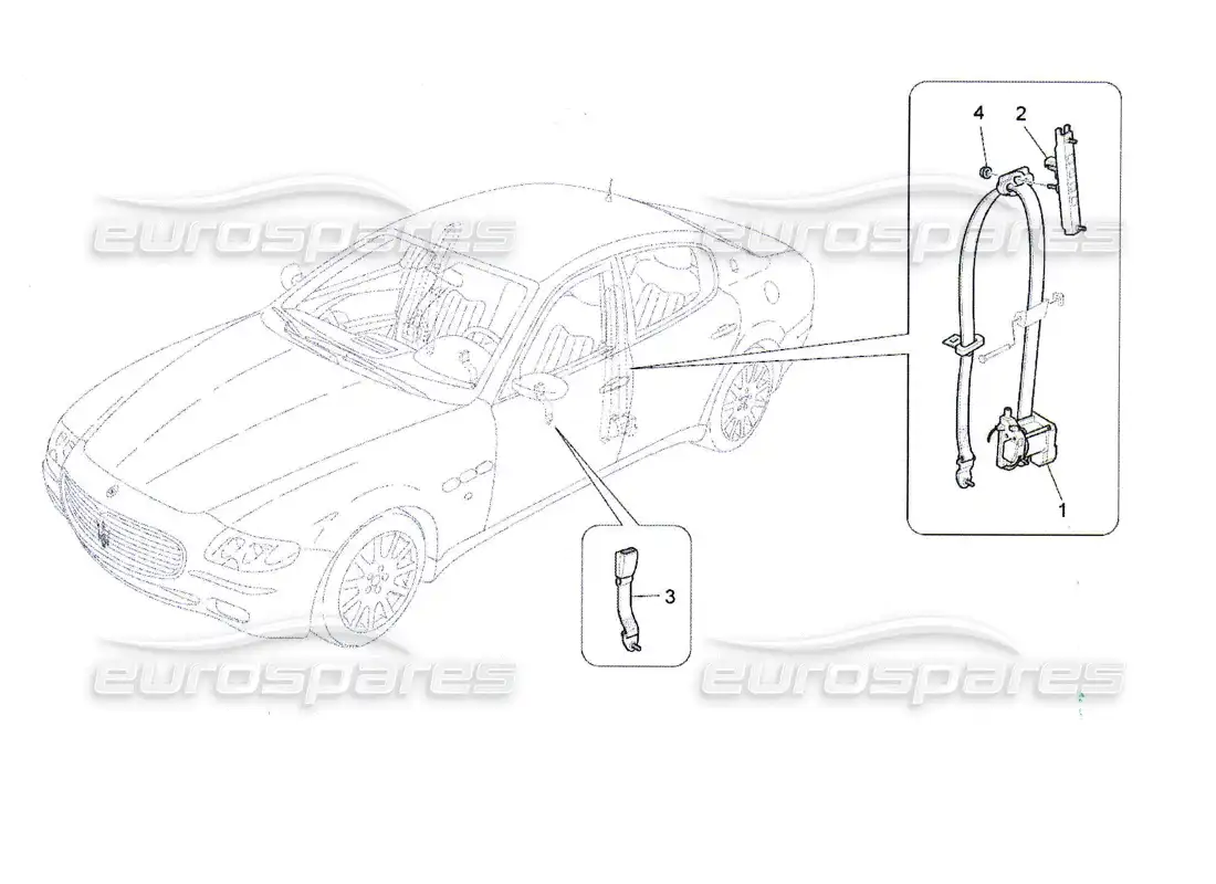 maserati qtp. (2010) 4.7 front seatbelts parts diagram