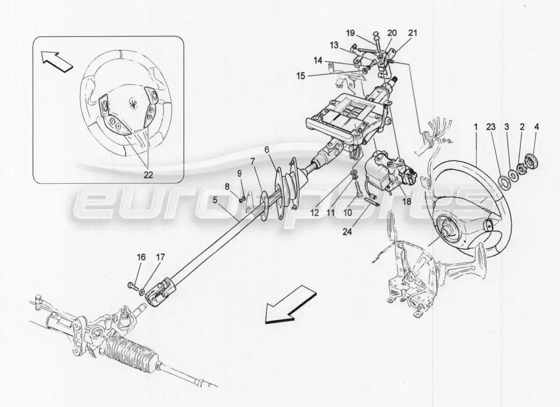 maserati granturismo special edition steering column and steering wheel unit parts diagram