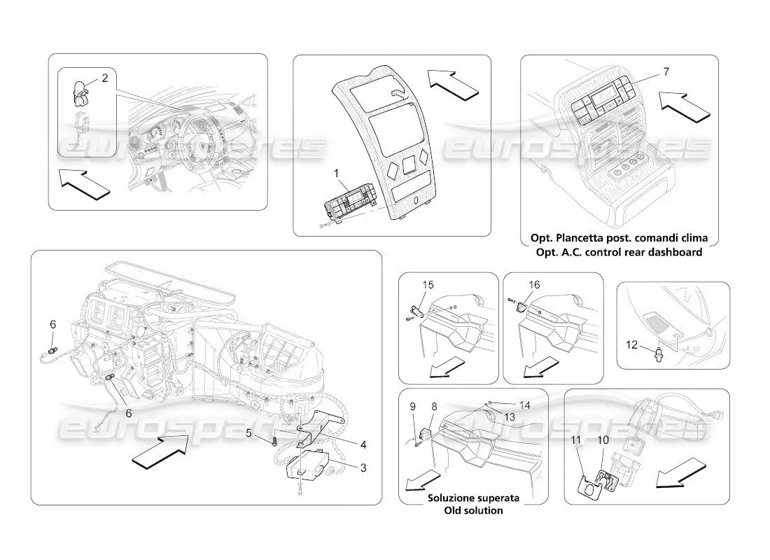 maserati qtp. (2011) 4.2 auto a c unit: electronic control parts diagram