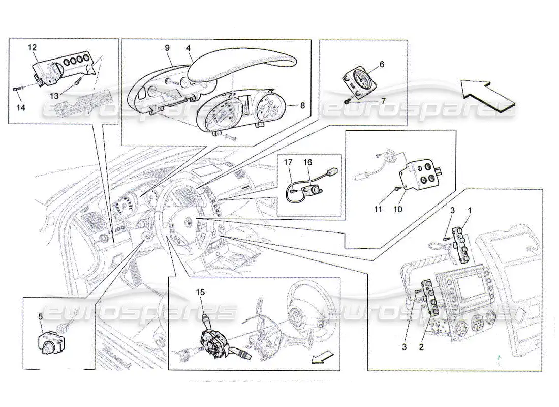 maserati qtp. (2010) 4.2 dashboard devices parts diagram