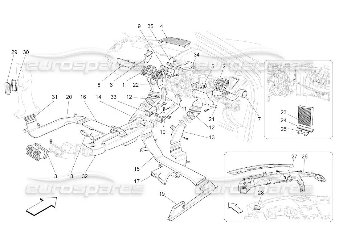 maserati qtp. (2011) 4.2 auto a c unit: diffusion parts diagram