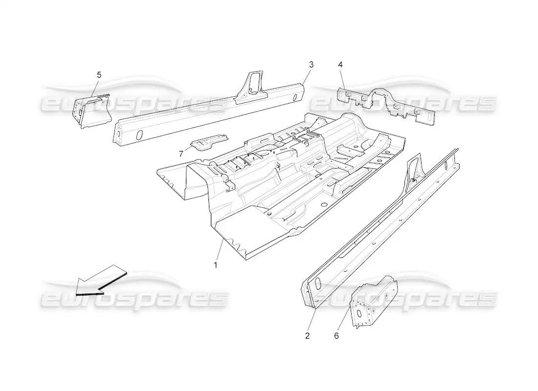 maserati qtp. (2010) 4.2 auto central structural frames and sheet panels parts diagram