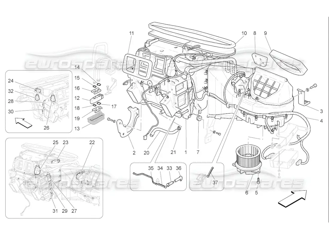maserati qtp. (2010) 4.7 auto a c unit: dashboard devices parts diagram