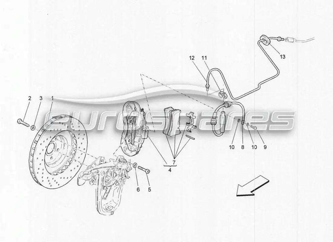 maserati grancabrio mc centenario front braking system parts diagram