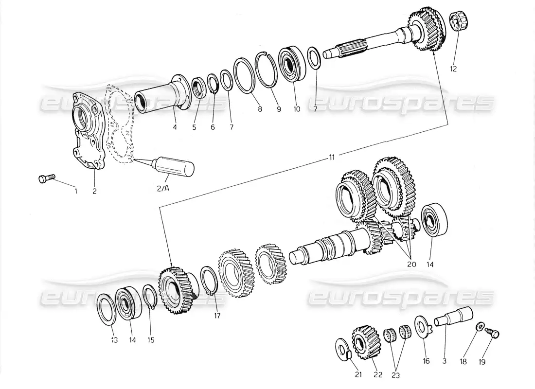 maserati 228 transmission - layshaft and directs-drive parts diagram