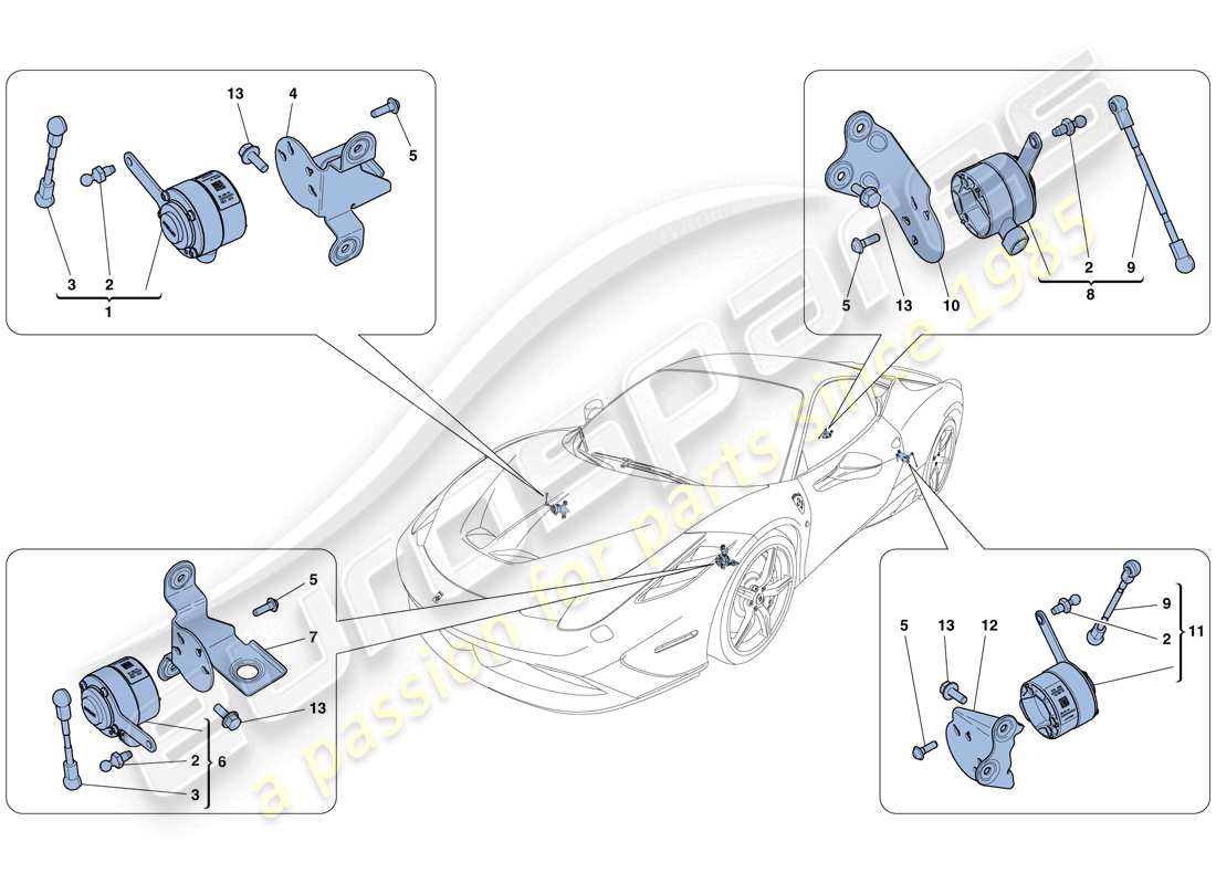 ferrari 458 speciale (rhd) electronic management (suspension) parts diagram