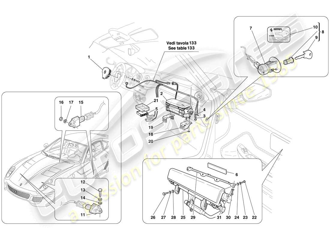 ferrari 599 gto (usa) airbag parts diagram