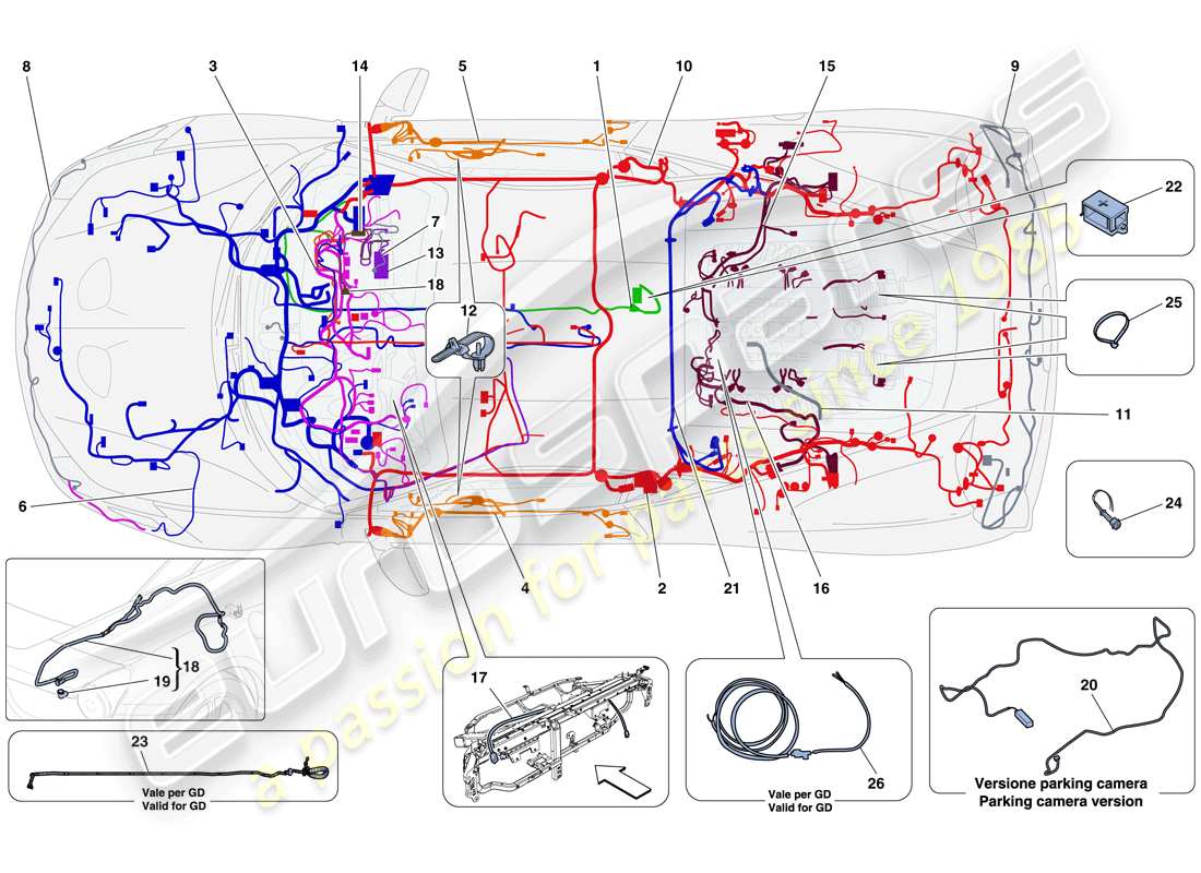ferrari 458 speciale (rhd) main wiring harnesses parts diagram