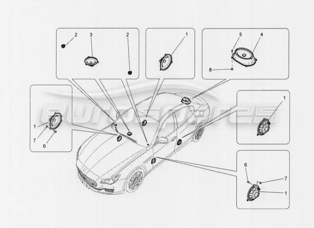 maserati qtp. v8 3.8 530bhp auto 2015 sound diffusion system part diagram