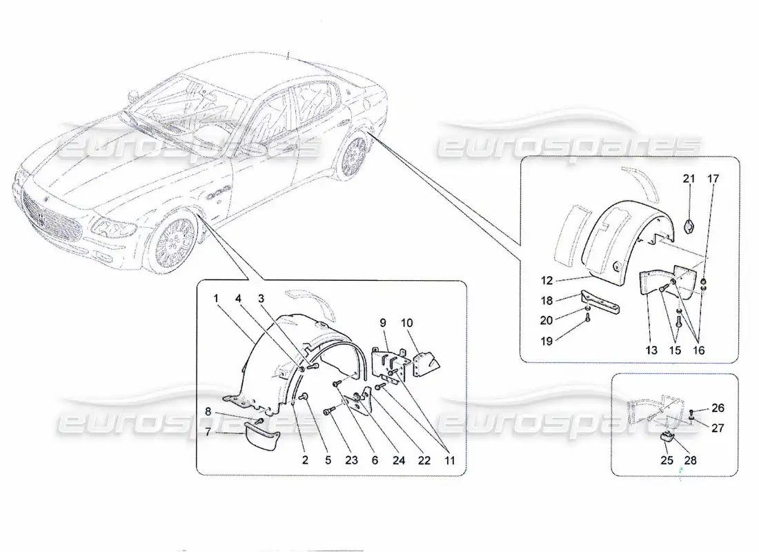 maserati qtp. (2010) 4.7 wheelhouse and lids parts diagram