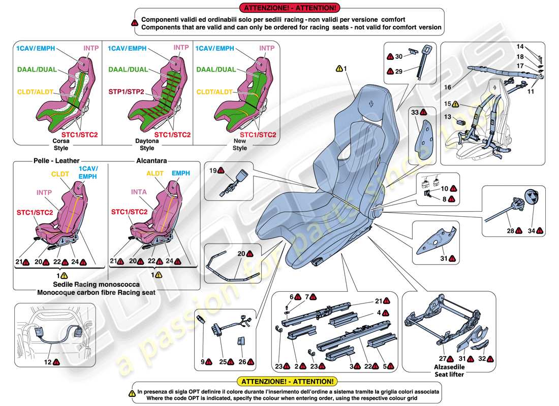 ferrari 812 superfast (usa) racing seat part diagram