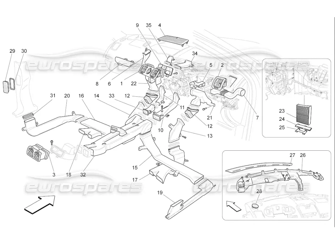 maserati qtp. (2007) 4.2 f1 a c unit: diffusion parts diagram