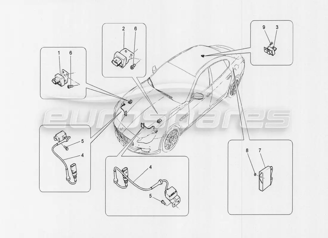 maserati qtp. v8 3.8 530bhp auto 2015 electronic control: suspension part diagram