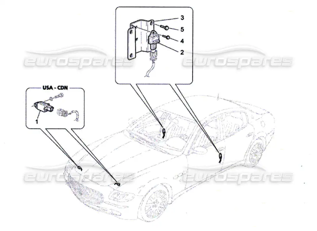 maserati qtp. (2010) 4.7 crash sensors parts diagram