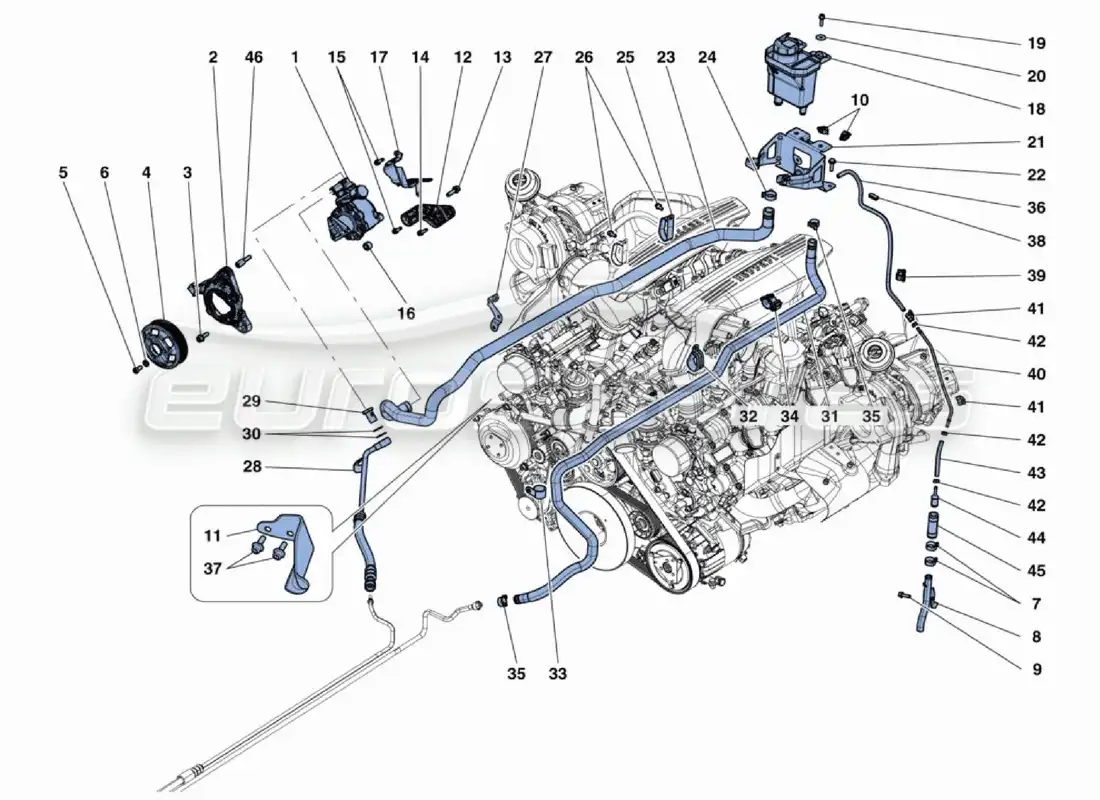 ferrari 488 challenge power steering pump parts diagram