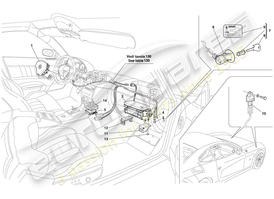 ferrari 612 scaglietti (europe) airbag part diagram