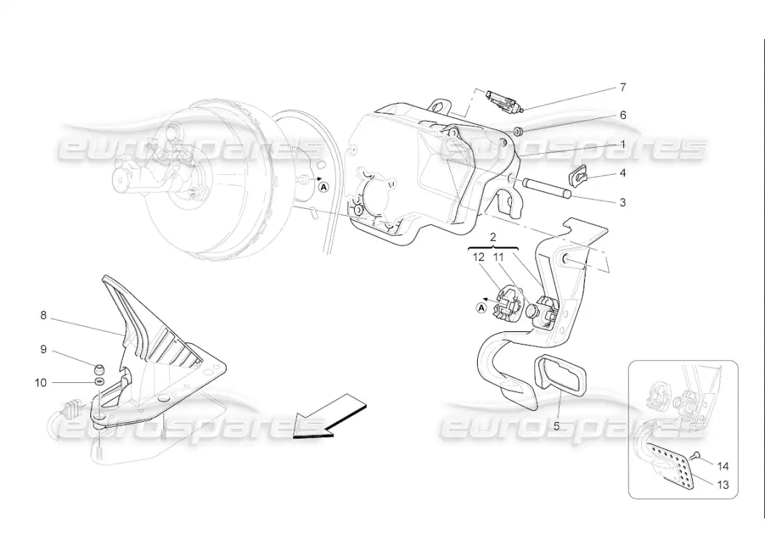 maserati qtp. (2010) 4.7 auto complete pedal board unit parts diagram