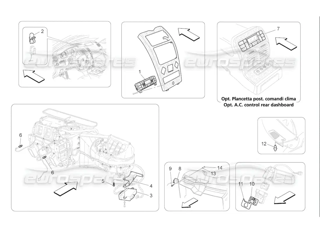 maserati qtp. (2007) 4.2 f1 a c unit: electronic control parts diagram