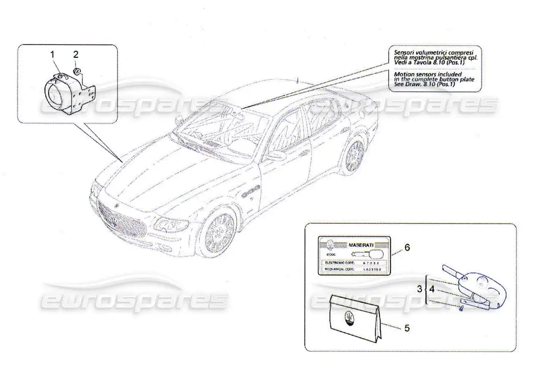 maserati qtp. (2010) 4.2 alarm and immobilizer system parts diagram