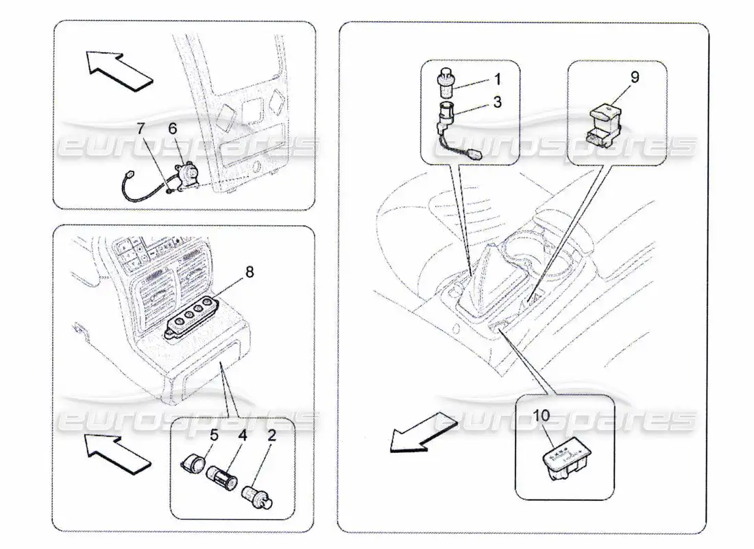maserati qtp. (2010) 4.7 centre console devices parts diagram