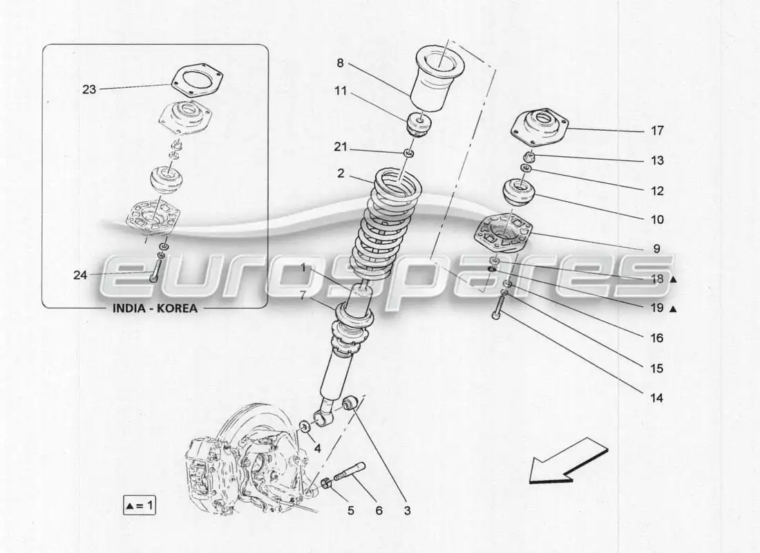 maserati grancabrio mc centenario rear custioning organs parts diagram