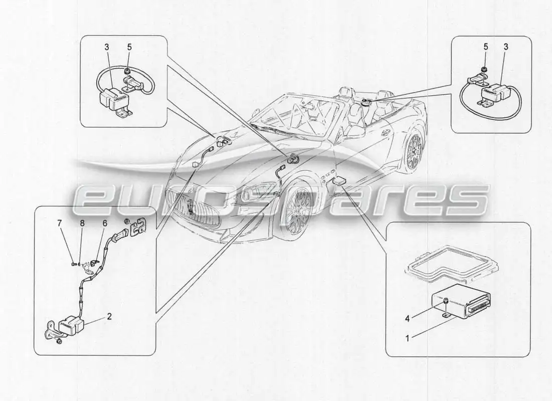maserati grancabrio mc centenario electronic management (suspension) parts diagram